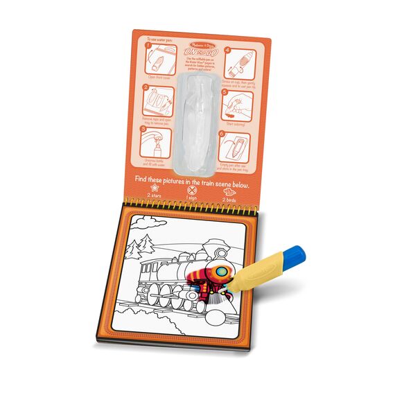 Melissa & Doug - Water Wow Wassermalbuch Fahrzeuge mit Spiralbindung und Wasserstift, 4 Motivseiten, Stift auffüllbar, Für Kinder ab 3 Jahren
