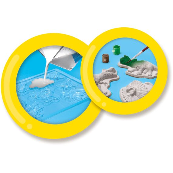 SES Creative | Dinosaurier Bastelset für Kinder | 2-in-1 Gipsgießen und Kratzbilder | DIY Set Kinder ab 5 Jahren | Kreatives Spielzeug | Geschenkidee | Auswaschbare Farben | Fördert Motorik