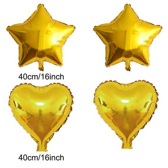 ZERODECO Geburtstagsfeier Dekoration, Gold Happy Birthday Buchstaben Ballons Folienvorhänge Mylarfolie Stern und Herzform Ballons Konfetti Luftballons - Perfekte Geburtstags Party Deko Zubehör