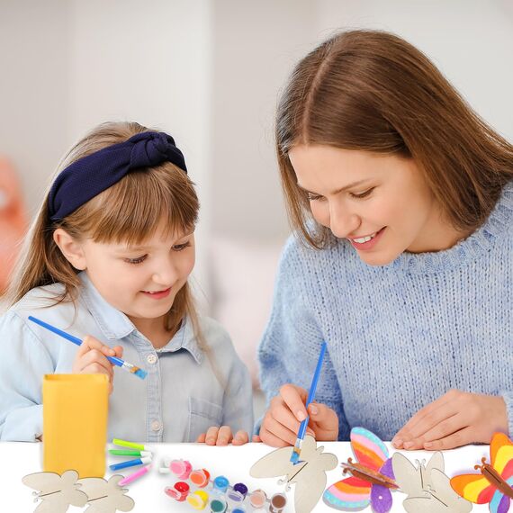 Yrinfay Nachtleuchtend Schmetterling Malset für Kinder - Malen und basteln Sie Ihre eigenen 3D-Schmetterlinge aus Holz - Holzbastelsets Geschenke Mädchen Junge 6 7 8 9 10 11 12 Jahre