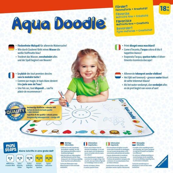 Ravensburger ministeps 4178 Aqua Doodle - Erstes Malen für Kinder ab 18 Monate, Malset für fleckenfreien Malspaß mit Wasser, inklusive Matte und Stift