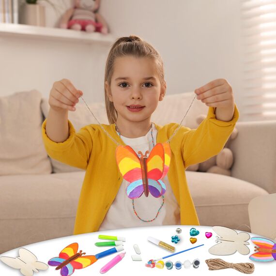 Yrinfay Nachtleuchtend Schmetterling Malset für Kinder - Malen und basteln Sie Ihre eigenen 3D-Schmetterlinge aus Holz - Holzbastelsets Geschenke Mädchen Junge 6 7 8 9 10 11 12 Jahre