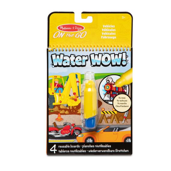 Melissa & Doug - Water Wow Wassermalbuch Fahrzeuge mit Spiralbindung und Wasserstift, 4 Motivseiten, Stift auffüllbar, Für Kinder ab 3 Jahren