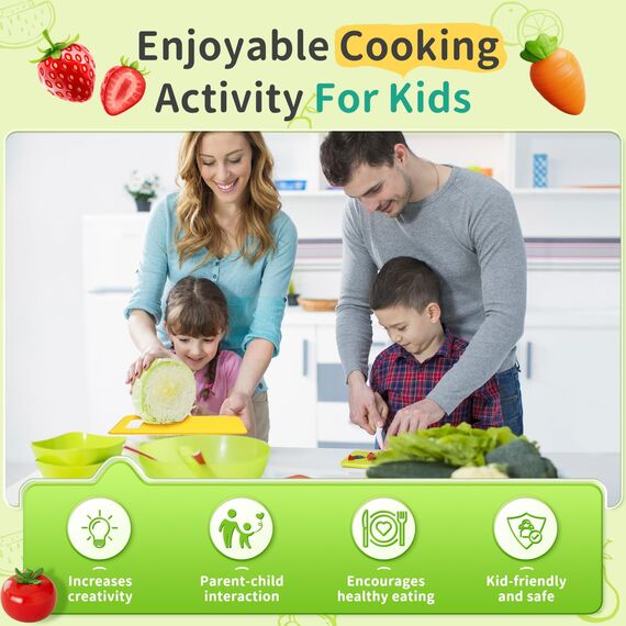 Kindermesser - 16 teiliges Kinder Sicherheit Küchenmesser für echtes Kochen mit Holzmesser, Kindermesser, Schneidebrett, Schäler etc. | Messer für Kinder ab 2 Jahren, Montessori Messer, kinder kochset