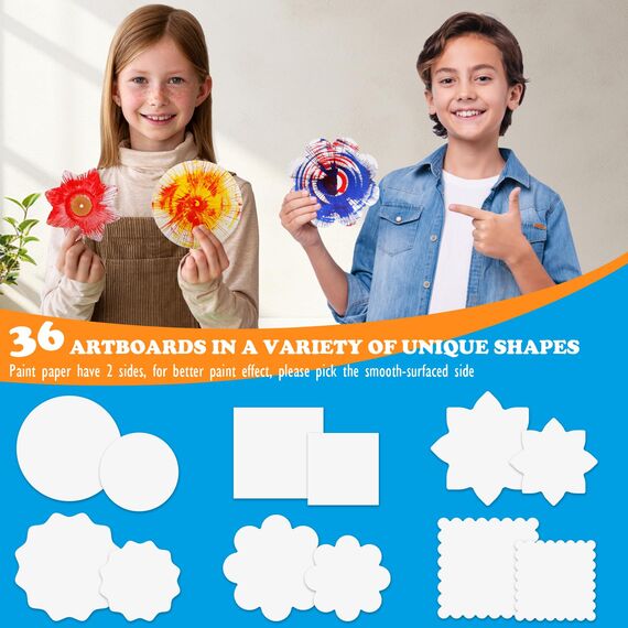 TingingYuli Spin Art Maschine für Kinder - Malset mit Drehscheibe, 36 Kunsttafeln & 7 Farben - Bastelset Malen für Jungen Mädchen ab 4-12 Jahre, Geburtstag Ostern Geschenke für 6 7 8 9 10 Jahre（Blau）