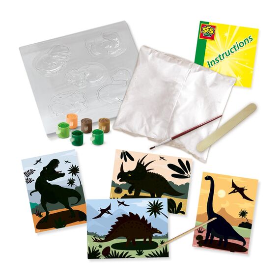 SES Creative Dinosaurier 2 in 1 - Gipsgießen und Kratzbilder, diverse Farben