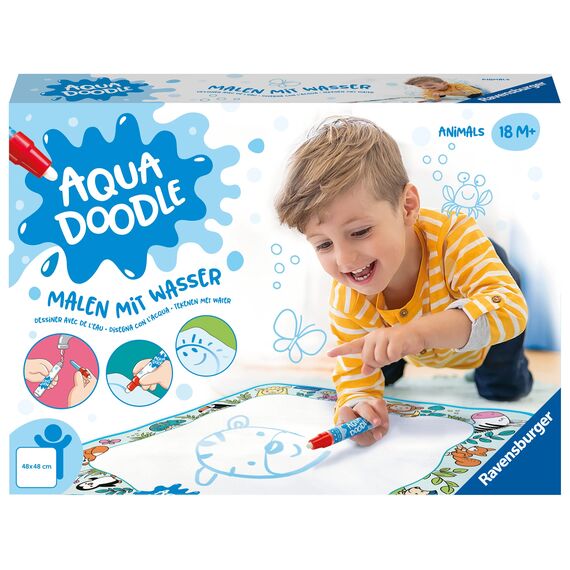 Ravensburger 4565 Aquadoodle Animals - Erstes Malen für Kinder ab 18 Monate - Malset für fleckenfreien Malspaß mit Wasser - inklusive Matte und Stift