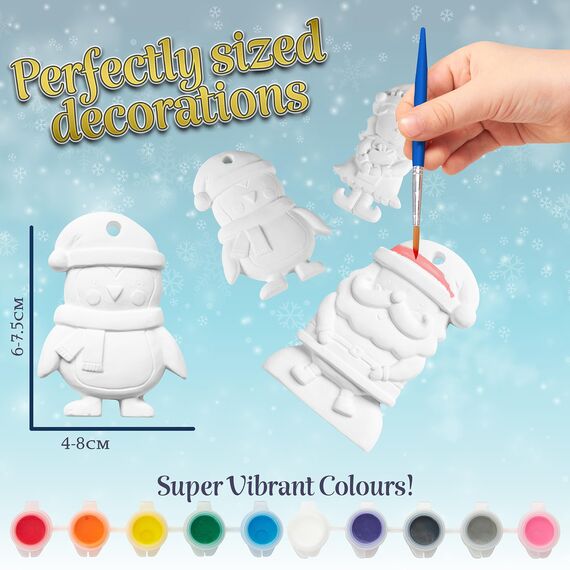 KreativeKraft Weihnachtsdeko Bastelset Kinder, Gips Figuren zum Bemalen, DIY Bastelsets für Kinder (10er-Set)