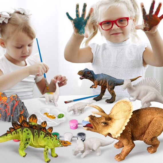 whatstem 3D-Dinosaurier-Malset für Kinder im Alter von 3–15 Jahren, Kunst- und Bastelsets, Zeichenspielzeug mit Dinosaurier-Set, Kreativitätsgeschenke für Jungen und Mädchen