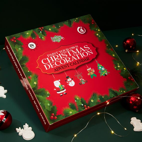 KreativeKraft Weihnachtsdeko Bastelset Kinder, Gips Figuren zum Bemalen, DIY Bastelsets für Kinder (24er-Set)