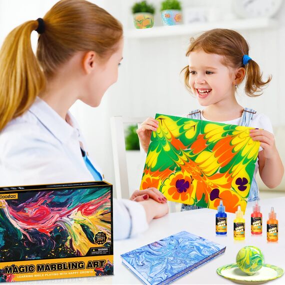 Coodoo Wassermarmorierungsfarbe für Kinder – Kunsthandwerk für Mädchen und Jungen, Bastelsets, ideale Geschenke für Kinder im Alter von 6+ bis 8–12 Jahren