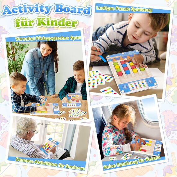 Kinderspiele Puzzle ab 3 4 5 Jahre, Spielzeug ab 3-4-5-6 Jahre Mädchen Junge Montessori Magnetspiel Labyrinth für Kinder Geschenk 3-7 Jahre Jungen Holzspielzeug ab 3 4 Jahr Farben Sortierspiel (Eis)