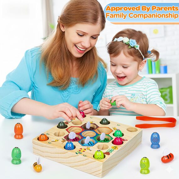 COOLJOY Magnetische Angelspiel, Spielzeug ab 2 Jahre, Motorikspielzeug, Spiele ab 2 3 Jahre, Montessori Spielzeug, Holzspielzeug, Kinderspielzeug ab 2 3 Jahre, Ostern Geschenke Kinder Mädchen Junge