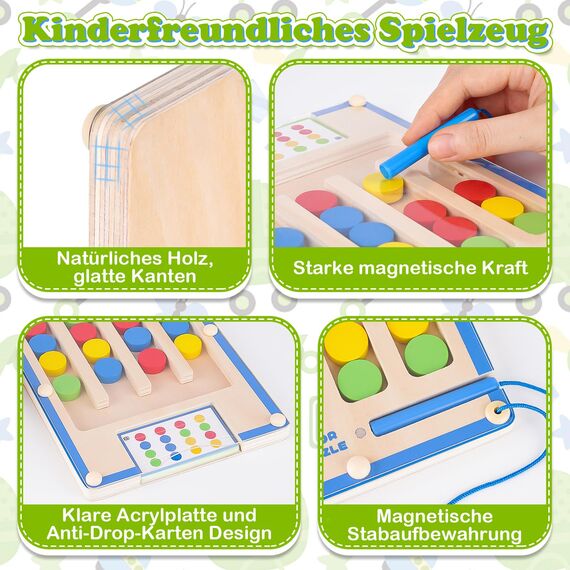 Montessori Spielzeug ab 3 4 5 6 Jahre Junge Mädchen: Motorikspielzeug Geschenk Junge 4-5-6-7 Jahre Geburtstagsgeschenk Activity Board für Kinderspielzeug ab 3-8 Jahr Holzspielzeug Lernspiele Labyrinth