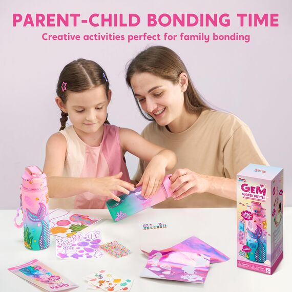 Klever Kits Kreatives Bastel spielzeug Set,Wasserflaschen Set mit Meerjungfrau Diamantmalerei,Kunst und Bastel Geschenksets für Mädchen im Alter von 6,7,8,9,10,11,12Jahren,Geburtstagsgeschenk