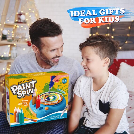 TingingYuli Spin Art Maschine für Kinder - Malset mit Drehscheibe, 36 Kunsttafeln & 7 Farben - Bastelset Malen für Jungen Mädchen ab 4-12 Jahre, Geburtstag Ostern Geschenke für 6 7 8 9 10 Jahre（Blau）