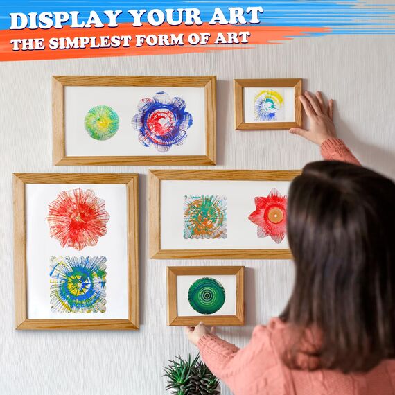 TingingYuli Spin Art Maschine für Kinder - Malset mit Drehscheibe, 36 Kunsttafeln & 7 Farben - Bastelset Malen für Jungen Mädchen ab 4-12 Jahre, Geburtstag Ostern Geschenke für 6 7 8 9 10 Jahre（Blau）