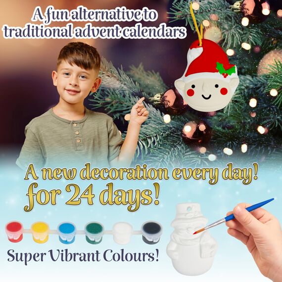 KreativeKraft Weihnachtsdeko Bastelset Kinder, Gips Figuren zum Bemalen, DIY Bastelsets für Kinder (24er-Set)