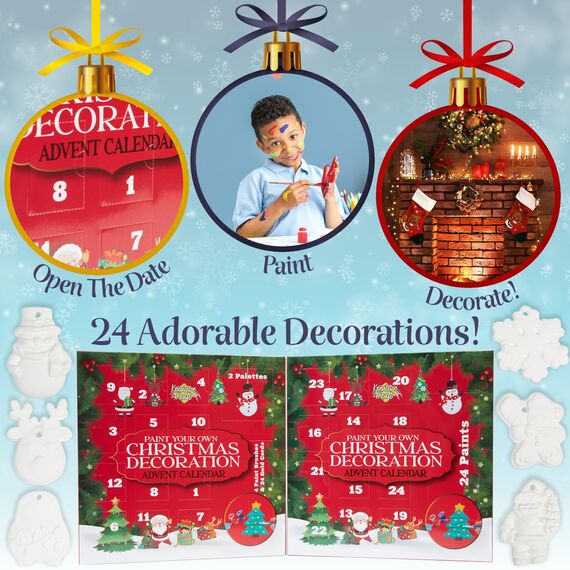 KreativeKraft Weihnachtsdeko Bastelset Kinder, Gips Figuren zum Bemalen, DIY Bastelsets für Kinder (24er-Set)