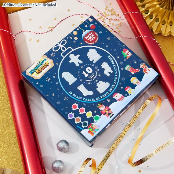 KreativeKraft Weihnachtsdeko Bastelset Kinder, Gips Figuren zum Bemalen, DIY Bastelsets für Kinder (10er-Set)