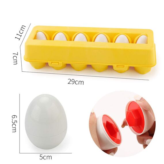 JoyGrow Passende Eier 12PCS Montessori Eier Spielzeug Farb und Formerkennung Sortierer Puzzle-Fähigkeiten Lernspielzeug für Kinder und Kleinkinder für Oster Weihnachten Kindertag (12PCS)
