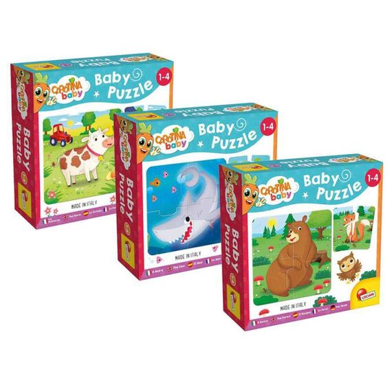 Lisciani - CAROTINA BABY - 6 Meerespuzzles - 4-teilige Puzzles - Bildungsspiel mit Meeresbewohnern - Spielerisches Lernen - Made in Italy - Für Kinder von 1 bis 4 Jahren