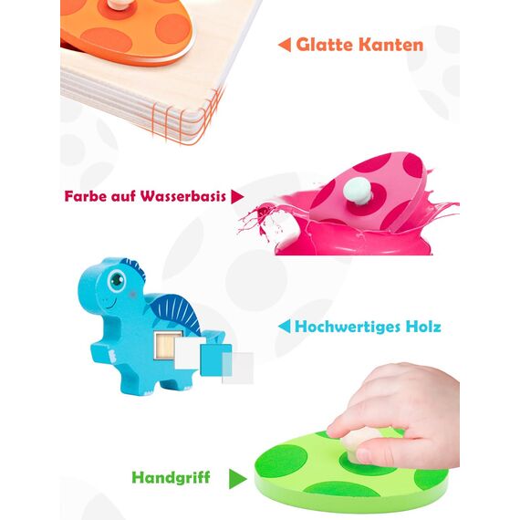 LZDMY Montessori Spielzeug ab 1 Jahr, Holzpuzzle Dino Kinderspielzeug, Greifpuzzle Steckspiel Geschenk Junge und Mädchen 12-36 Monate, Holzspielzeug Baby Puzzle Ostern Geburtstag Weihnachten