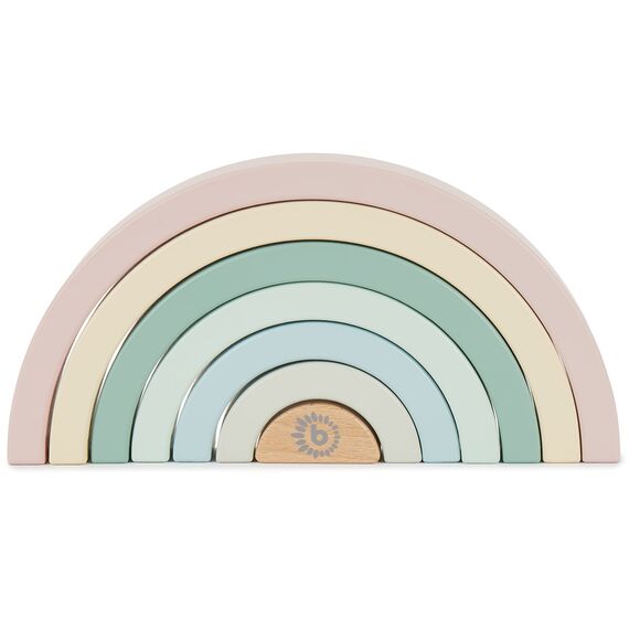 Bieco Holz Regenbogen Baby Pastell | Steckspiel | Spielzeug Stapelturm Montessori Holzspielzeug ab 0 Monaten Holzregenbogen Stapel