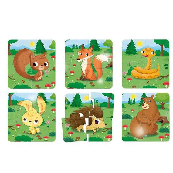 Lisciani - CAROTINA BABY - 6 Meerespuzzles - 4-teilige Puzzles - Bildungsspiel mit Meeresbewohnern - Spielerisches Lernen - Made in Italy - Für Kinder von 1 bis 4 Jahren