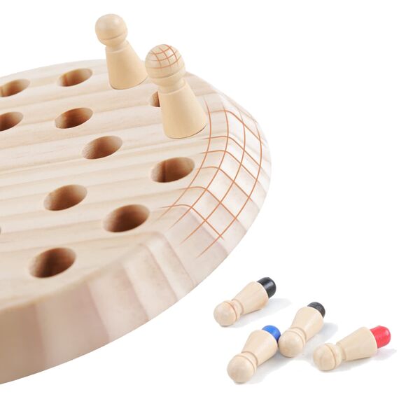 EACHHAHA Montessori Spielzeug ab 4 Jahre, Gedächtnis Schach lernspielzeug,Brettspiel aus Holz,Memory Spiel,Verbessert das Gedächtnis und die Farbwahrnehmung,Geburtstagsgeschenke für Kinder