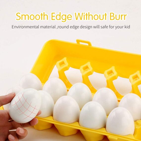 JoyGrow Passende Eier 12PCS Montessori Eier Spielzeug Farb und Formerkennung Sortierer Puzzle-Fähigkeiten Lernspielzeug für Kinder und Kleinkinder für Oster Weihnachten Kindertag (12PCS)