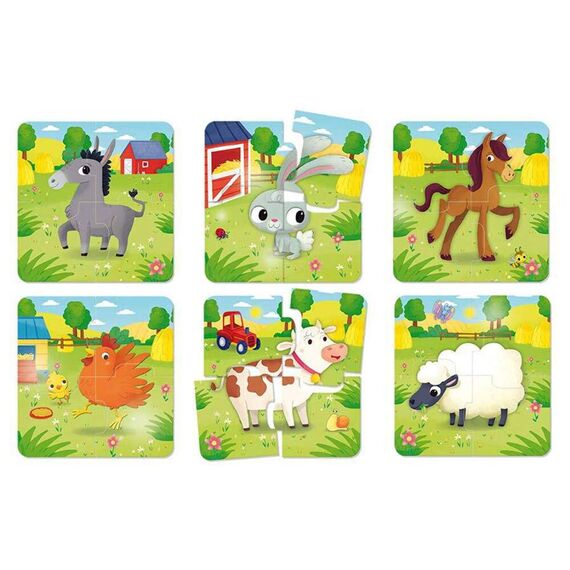 Lisciani - CAROTINA BABY - 6 Meerespuzzles - 4-teilige Puzzles - Bildungsspiel mit Meeresbewohnern - Spielerisches Lernen - Made in Italy - Für Kinder von 1 bis 4 Jahren