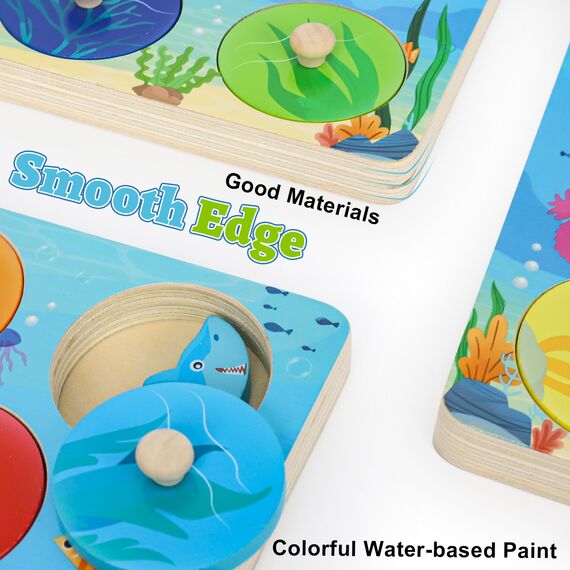 LZDMY Montessori Spielzeug ab 1 Jahr Baby Holzpuzzle, Meer Motorikspielzeug für 10-36 Monate Mädchen Junge Kinder Greifpuzzle Steckspielzeug Sortierspiel Geburtstag Ostern Weihnacht Geschenk