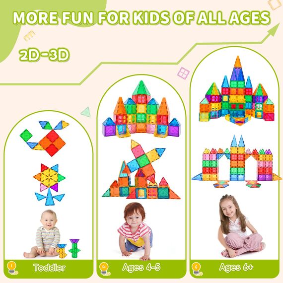 Katiago Magnetische Bausteine, 64 Teile Magnet Bausteine Spielzeug Kinder 3D Farbenfrohe Starterset Magnetische Bauklötze mit 1 Auto für Kinder ab 3 4 5 6 Jahre Geburtstag Geschenk
