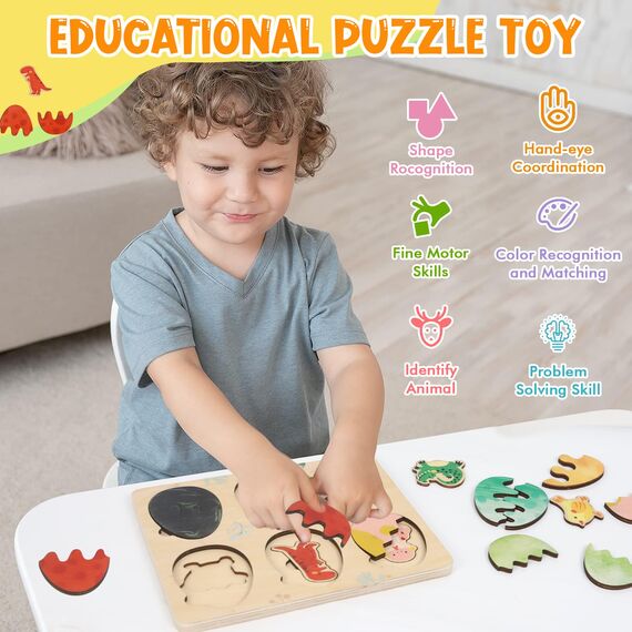 Montessori Spielzeug ab 1 Jahr, Holzpuzzle 1 Jahr, Tiere Eierschalen Motorikspielzeug ab 1 Jahr, Kinder Greifpuzzle Sortierspiel für 10-36 Monate Mädchen und Jungen Geburztag Weihnacht Ostern Geschenk