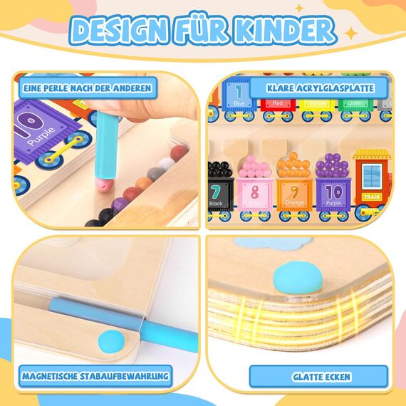 Spielzeug ab 3 4 Jahre Mädchen Junge Kinder Magnetspiel Labyrinth Montessori Spielzeug ab 3 Jahre Geschenk Mädchen Mädchen Junge Kind 3 4 Jahre Sortierspiel Holz Zahlen und Farben Lernspielzeug
