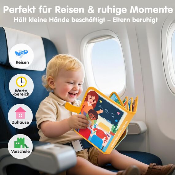 hahaland Mein erster Kindergartentag-Busy Board ab 1 Jahr, 10 Seiten Quiet Book, Vorschule Lernspielzeug ab 2 Jahre zur Eingewöhnung, Vorschulkinder Geschenk für Montessori Spielzeug ab 1 2 3 Jahre