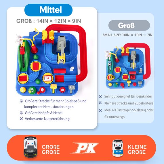 hahaland Spielzeug ab 3 Jahre, Auto Spielzeug Geschenke ab 2 3 Jahre Junge, Autorennbahn Abenteuer Auto Kinder Set, Feinmotorik, STEM, Montessori Spielzeug ab 2-5 Jahre Kindertag Geschenk (Groß)