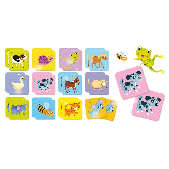 Lisciani - CAROTINA BABY - Baby Memo - Tiere - 24 Karten - Lernspiel für Kinder von 1 bis 4 Jahren - Pädagogisches Gesellschaftsspiel - Gedächtnis-und Denkspiel - Fördert Konzentration &Gedächtnis