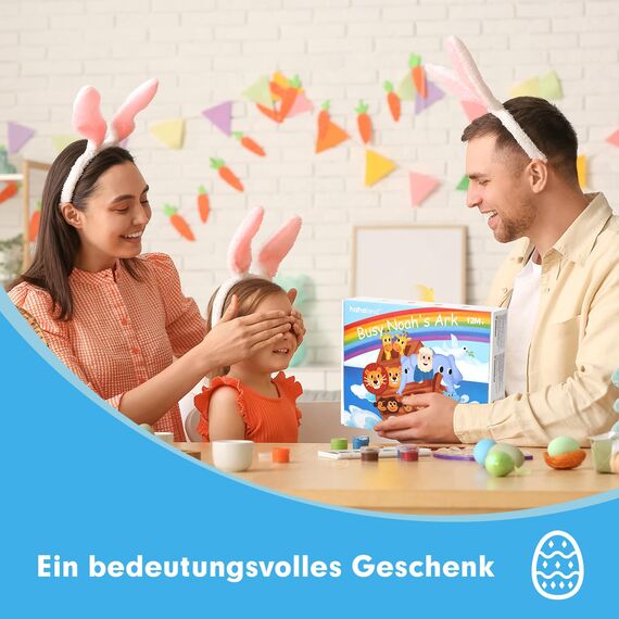 hahaland Quiet Book ab 1 Jahr - Arche Noah Bibelgeschichte, 18 Klassische Aktivitäten Busy Board Fördert Feinmotorik, Kinderbuch ab 1 Jahr Taufe Geschenk, Busy Book Montessori Spielzeug ab 1 2 3 Jahr