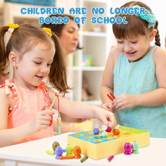 WEARXI Montessori Spielzeug ab 2 Jahre, 3 in 1 Motorikspielzeug Magnetische Angelspiel, Spiele ab 2 Jahre, Kinderspielzeug ab 2 Jahr, Geschenke zur Einschulung Mädchen Junge 2 3 4 5 6 Jahre