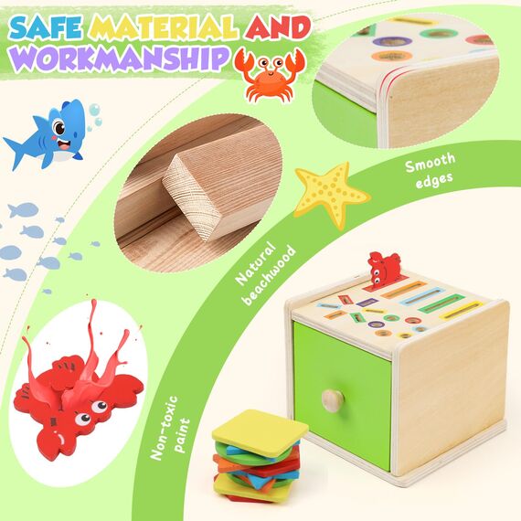 XIAPIA Montessori Spielzeug ab 1 2 3 Jahre, 3-in-1 Baby Montessori Sortierspiel, Kinder Holzspielzeug Motorikspielzeug ab 1 Jahr Junge Mädchen, Lernspiel Geschenke 1. Geburtstag Kindertag Weihnachten