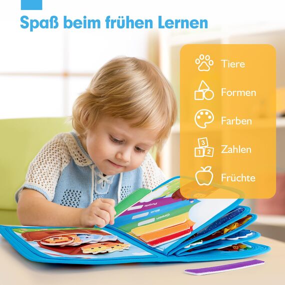 hahaland Quiet Book ab 1 Jahr - Arche Noah Bibelgeschichte, 18 Klassische Aktivitäten Busy Board Fördert Feinmotorik, Kinderbuch ab 1 Jahr Taufe Geschenk, Busy Book Montessori Spielzeug ab 1 2 3 Jahr