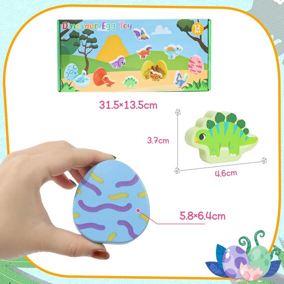 LZDMY Montessori Spielzeug ab 1 Jahr, Baby Holzspielzeug Dino Eier Motorikspielzeug, Steckspiel Holzpuzzle Montessori Eier Sortierspiel Kinder Spielzeug Geburtstag Ostern Geschenk Mädchen & Junge