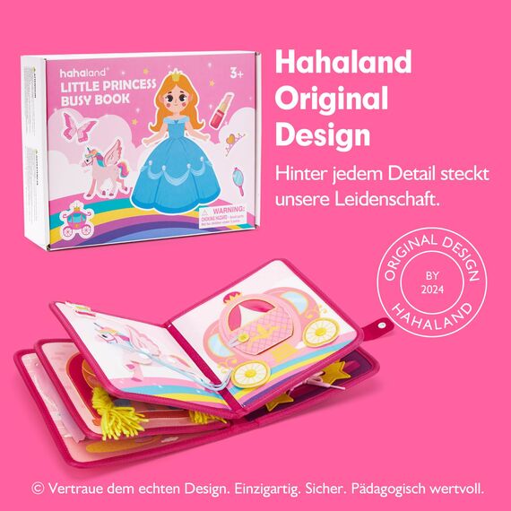 hahaland Prinzessinnen Thema Busy Board, 20 in 1 Quiet Book aus Weichem Stoff für Frühe Bildung, Schlossgeschichte Montessori Busy Book, Mädchen Spielzeug für 3 4 5 Jahr, Mädchen Geburtstags Geschenke