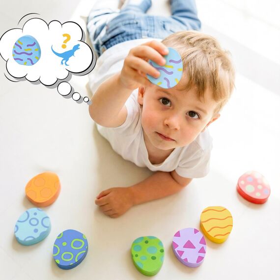 LZDMY Montessori Spielzeug ab 1 Jahr, Baby Holzspielzeug Dino Eier Motorikspielzeug, Steckspiel Holzpuzzle Montessori Eier Sortierspiel Kinder Spielzeug Geburtstag Ostern Geschenk Mädchen & Junge