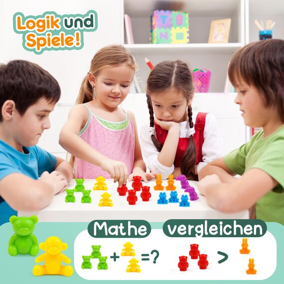 YIQOGAME Farben Lernen Ab 3 4 5 Jahre,Farbiger Klassifikationsspielzeuge Set Montessori Spielzeug Mit Passenden Sortierbechern Und Pinzetten Lernspielzeug Kinderspielzeug Lernen Feinmotorik