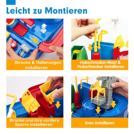 hahaland Spielzeug ab 3 Jahre, Auto Spielzeug Geschenke ab 2 3 Jahre Junge, Autorennbahn Abenteuer Auto Kinder Set, Feinmotorik, STEM, Montessori Spielzeug ab 2-5 Jahre Kindertag Geschenk (Groß)