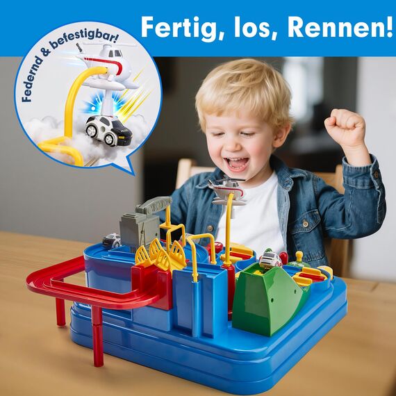 hahaland Spielzeug ab 3 Jahre, Auto Spielzeug Geschenke ab 2 3 Jahre Junge, Autorennbahn Abenteuer Auto Kinder Set, Feinmotorik, STEM, Montessori Spielzeug ab 2-5 Jahre Kindertag Geschenk (Groß)