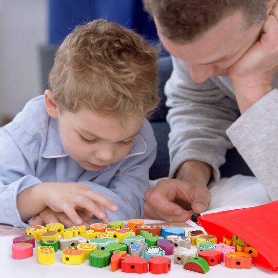 Sheirying Montessori Spielzeug, Holzspielzeug Fädelspiel Geschenk Motorikspielzeug ab 3 4 5 Jahr Madchen Jungen Baby Kinderspielzeug Holzperlen für Kinder Geschenke